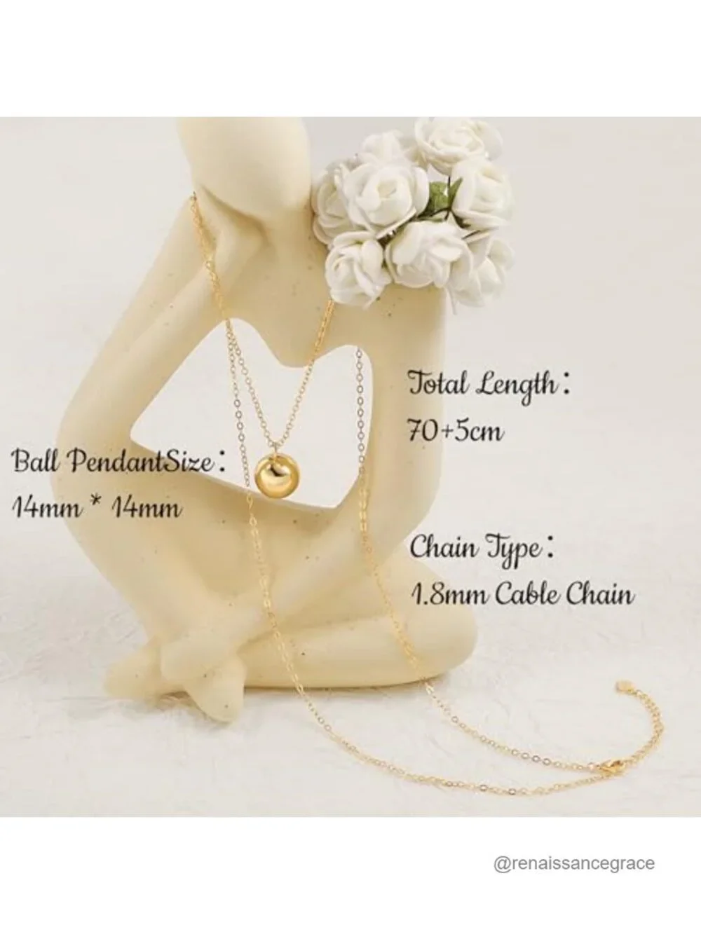 18K Gold Plated Pendant Long Chain Necklace Fashion Jewelry